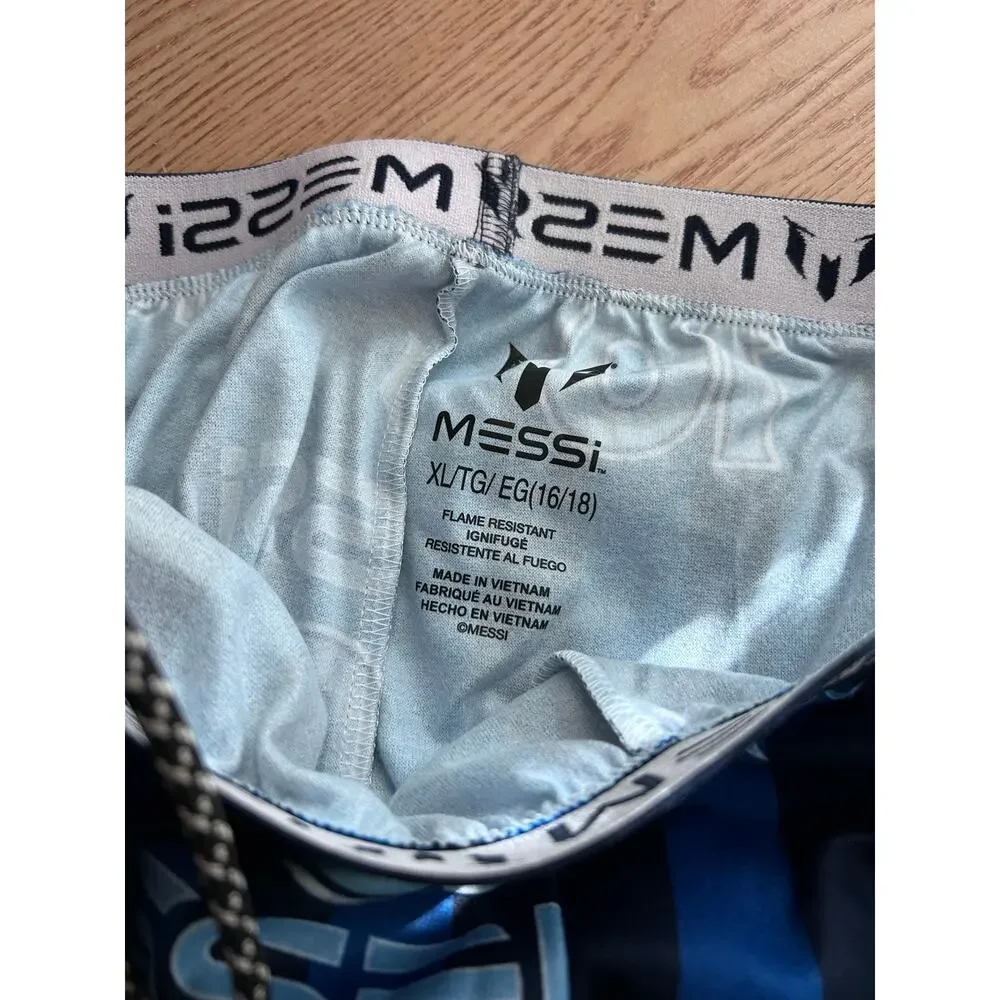 New boys Messi Soccer pajama pants flannel blue size XL